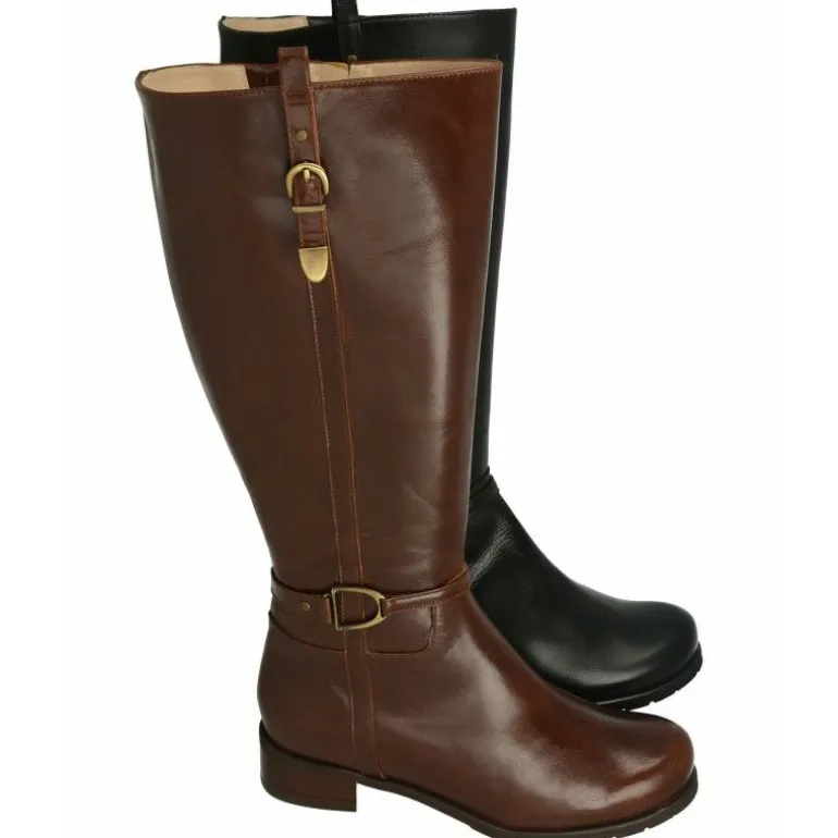 Bota De Drucker Pala Lisa Con Hebillas Y Tacon Suela Con Piso De Goma Y Planta Movible De Caña Media 38Cm