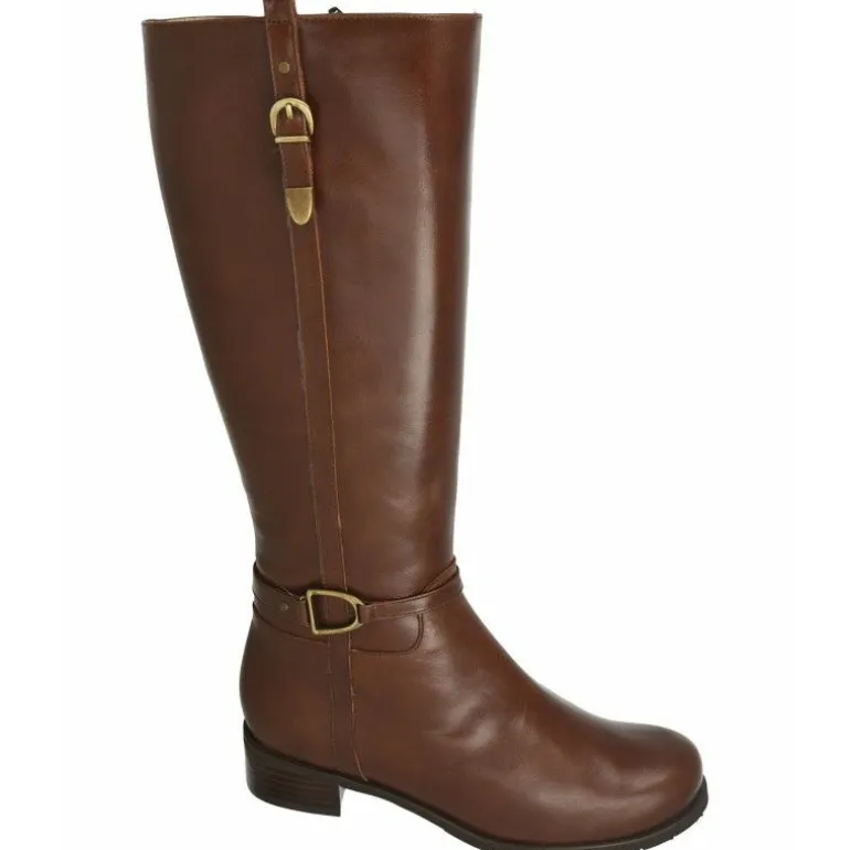 Bota De Drucker Pala Lisa Con Hebillas Y Tacon Suela Con Piso De Goma Y Planta Movible De Caña Media 38Cm