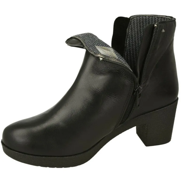 Botin De Comfort Class Con Cremallera Y Pala Lisa. Piso Bloque Tacon Confortable Y Planta De Descanso Extraible