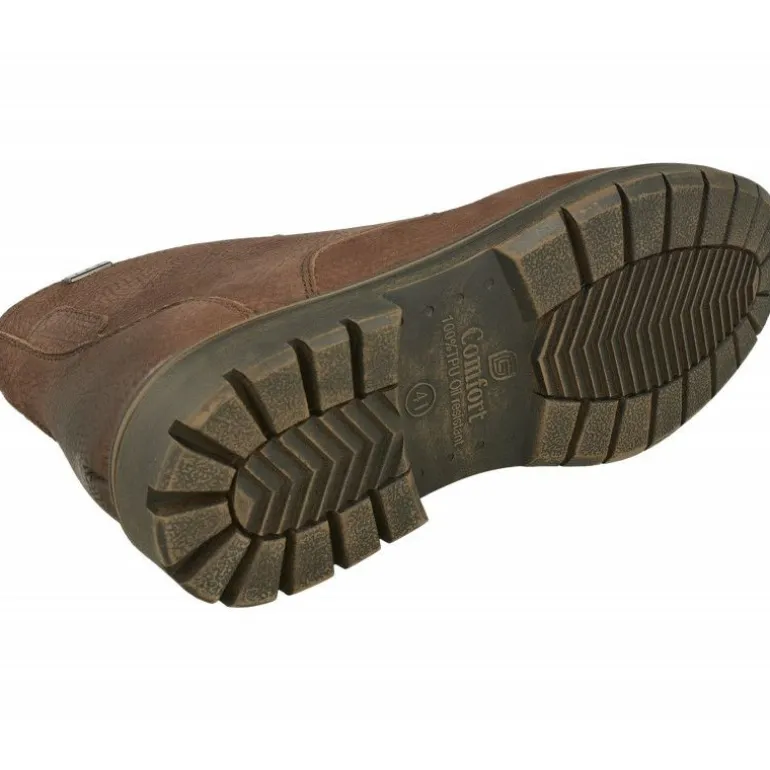 Botin De G Comfort Con Cordones Y Cremallera Lateral, Piel Impermeable Y Piso De Goma De Caucho Con Planta De Descanso Extraible