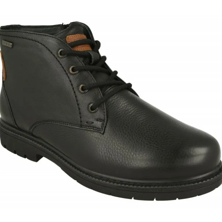 Botin De G Comfort Con Cordones Y Cremallera Lateral, Piel Impermeable Y Piso De Goma De Caucho Con Planta De Descanso Extraible