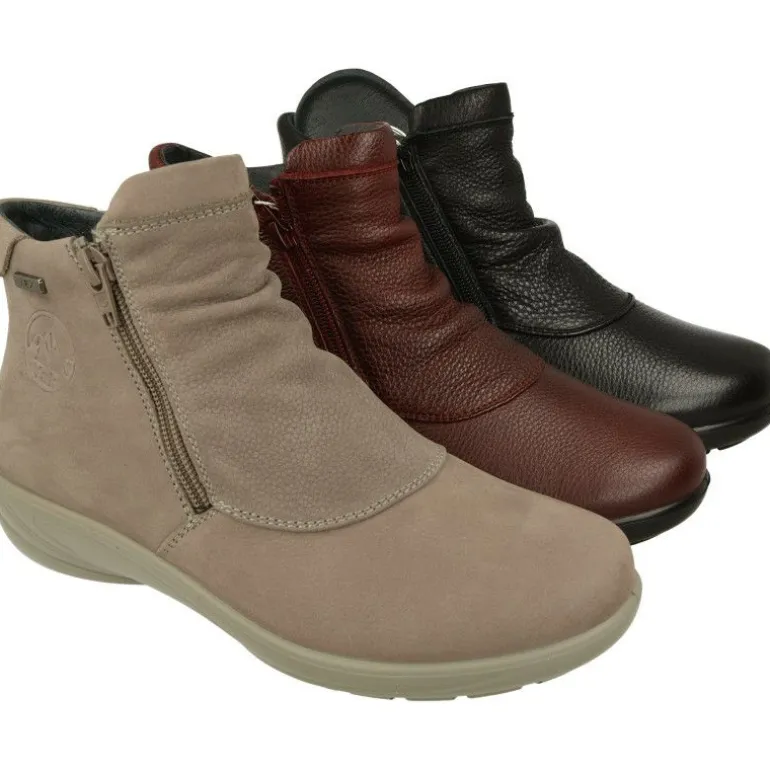 Botin De G Comfort De Piel Lisa Impermeable Con Doble Cremallera, Planta De Descanso Extraible Y Piso De Poliuretano
