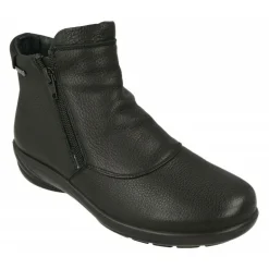 Botin De G Comfort De Piel Lisa Impermeable Con Doble Cremallera, Planta De Descanso Extraible Y Piso De Poliuretano