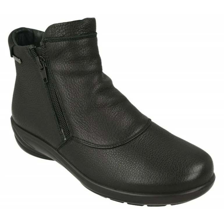 Botin De G Comfort De Piel Lisa Impermeable Con Doble Cremallera, Planta De Descanso Extraible Y Piso De Poliuretano