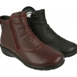 Botin De G Comfort De Piel Lisa Impermeable Con Doble Cremallera, Planta De Descanso Extraible Y Piso De Poliuretano