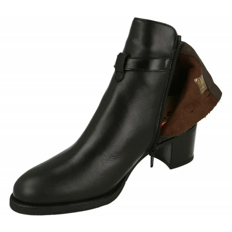 Botin De Piesanto Con Hebilla Lateral Y Tacon De Suela De Base Ancha, Planta De Descanso Y Piso De Goma