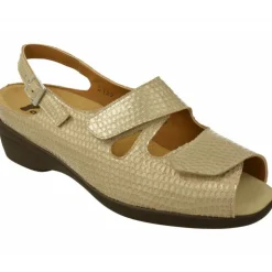Sandalia De Alviflex En Piel Grabado Con Doble Velcro Ajustable En Ancho 14 Y Planta Movible