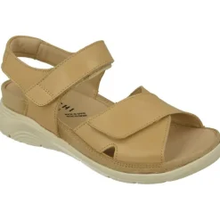 Sandalia De Baerchi Con Doble Tira De Velcro Ajustable En Piel Vacuna, Planta Anatomica Extraible Y Piso De Poliuretano