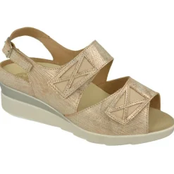 Sandalia De Calzamedi Con Doble Tira De Velcro Ajustable, Piel Brillos Y Planta Anatomica Con Cazoleta Para Plantillas