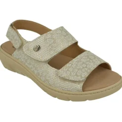 Sandalia De Calzamedi De Comoda Piel Grabada Con Doble Tira De Velcro Ajustable, Planta Anatomica Extraible Y Piso De Poliuretan