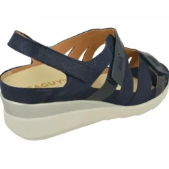 Sandalia De Calzamedi De Tiras Cruzadas Con Ajuste Por Velcro En Piel Combinada Con Charol, Planta Extraible Con Doble Cazoleta