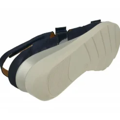 Sandalia De Calzamedi De Tiras Cruzadas Con Ajuste Por Velcro En Piel Combinada Con Charol, Planta Extraible Con Doble Cazoleta