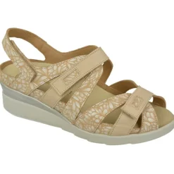 Sandalia De Calzamedi De Tiras Cruzadas Con Ajuste Por Velcro En Piel Combinada Con Charol, Planta Extraible Con Doble Cazoleta