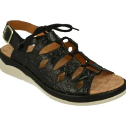 Sandalia De Comfort Class Acordonada Extra Ancha En Piel Grabada, Piso De Poliuretano Y Planta Anatomica Extraible