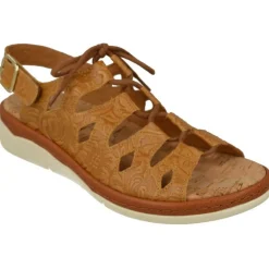 Sandalia De Comfort Class Acordonada Extra Ancha En Piel Grabada, Piso De Poliuretano Y Planta Anatomica Extraible