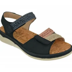 Sandalia De Comfort Class Con Tiras Trenzadas Combinadas Con Nobuck De Ajuste De Velcro Y Planta De Descanso Extraible