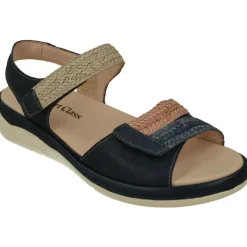 Sandalia De Comfort Class Con Tiras Trenzadas Combinadas Con Nobuck De Ajuste De Velcro Y Planta De Descanso Extraible