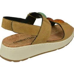 Sandalia De Comfort Class Con Elasticos Y Piedras En Pala, Piel Serraje Y Planta Antomica Extraible Con Piso De Cuna Corrida De