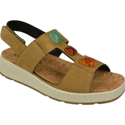 Sandalia De Comfort Class Con Elasticos Y Piedras En Pala, Piel Serraje Y Planta Antomica Extraible Con Piso De Cuna Corrida De