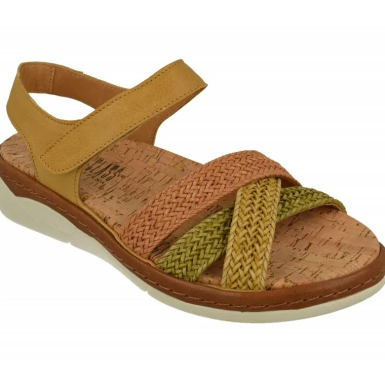 Sandalia De Comfort Class De Tiras Cruzadas Trenzadas Con Planta Anatomica Extraible Y Piso De Poliuretano