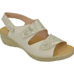 Sandalia De Comfort Class De Triple Velcro Ajsutable Combinada Piel Grabada Y Planta Anatomica Descanso Con Piso Aligerado