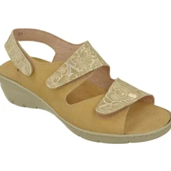 Sandalia De Comfort Class De Triple Velcro Ajsutable Combinada Piel Grabada Y Planta Anatomica Descanso Con Piso Aligerado