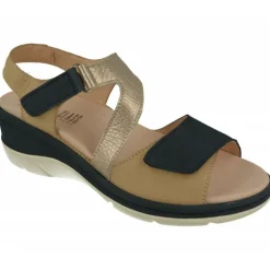 Sandalia De Comfort Class En Piel Combinada Nobuck Con Tiras Cruzadas Con Ajuste Velcro Y Planda Anatomica Extraible