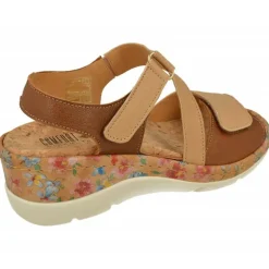 Sandalia De Comfort Class En Piely Nobuck Combinada Con Tiras Cruzadas De Velcro Ajustable Y Cuna Alta Estampada Flores