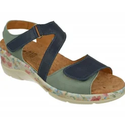 Sandalia De Comfort Class En Piely Nobuck Combinada Con Tiras Cruzadas De Velcro Ajustable Y Cuna Alta Estampada Flores