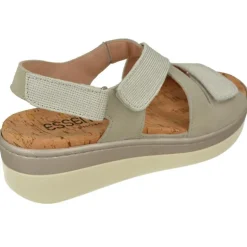 Sandalia De Comfort Class (Essential) De Tiras Cruzadas Con Velcros Ajustables Combinada En Piel Y Tejido, Planta Anatomica