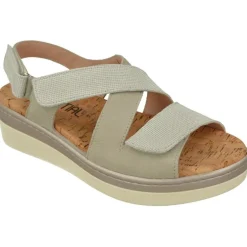Sandalia De Comfort Class (Essential) De Tiras Cruzadas Con Velcros Ajustables Combinada En Piel Y Tejido, Planta Anatomica