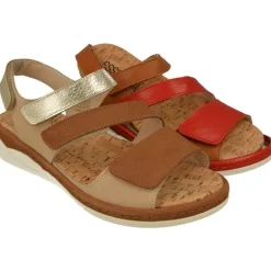 Sandalia De Comfort Class (Essential) En Piel Combinada Con Tiras De Velcro Ajustables, Planta Extraible Y Piso De Poliuretano