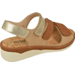 Sandalia De Comfort Class (Essential) En Piel Combinada Con Tiras De Velcro Ajustables, Planta Extraible Y Piso De Poliuretano