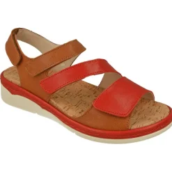 Sandalia De Comfort Class (Essential) En Piel Combinada Con Tiras De Velcro Ajustables, Planta Extraible Y Piso De Poliuretano