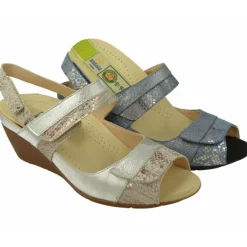 Sandalia De Drucker Con Doble Velcro Ajustable En Piel Metal Grabado Y Piso De Cuna De Caucho Con Planta De Descanso Extraible
