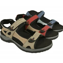 Sandalia De G Comfort Deportiva Con Triple Ajuste De Velcro Y Planta De Descanso Extraible En Piel Nobuck