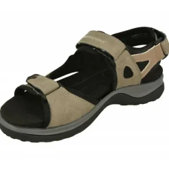 Sandalia De G Comfort Deportiva Con Triple Ajuste De Velcro Y Planta De Descanso Extraible En Piel Nobuck