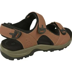 Sandalia De G Comfort En Piel Con Ajuste De Velcros Piel Engrasada Y Planta De Descanso Con Piso De Amortiguacion
