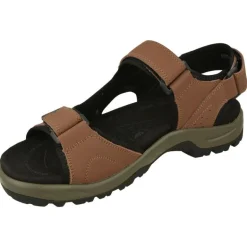 Sandalia De G Comfort En Piel Con Ajuste De Velcros Piel Engrasada Y Planta De Descanso Con Piso De Amortiguacion