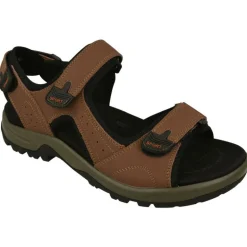 Sandalia De G Comfort En Piel Con Ajuste De Velcros Piel Engrasada Y Planta De Descanso Con Piso De Amortiguacion