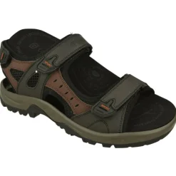 Sandalia De G Comfort En Piel Con Ajuste De Velcros Piel Engrasada Y Planta De Descanso Con Piso De Amortiguacion