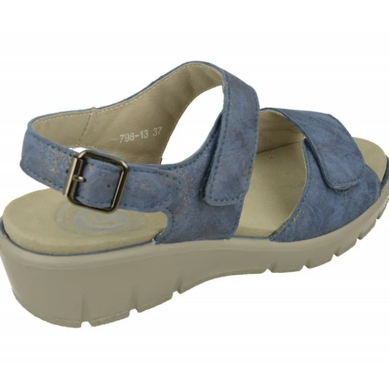 Sandalia De G Comfort En Piel Metalizada, Planta Anatomica Movible Y Doble Ajuste De Tiras De Velcro Con Piso Poliuretano