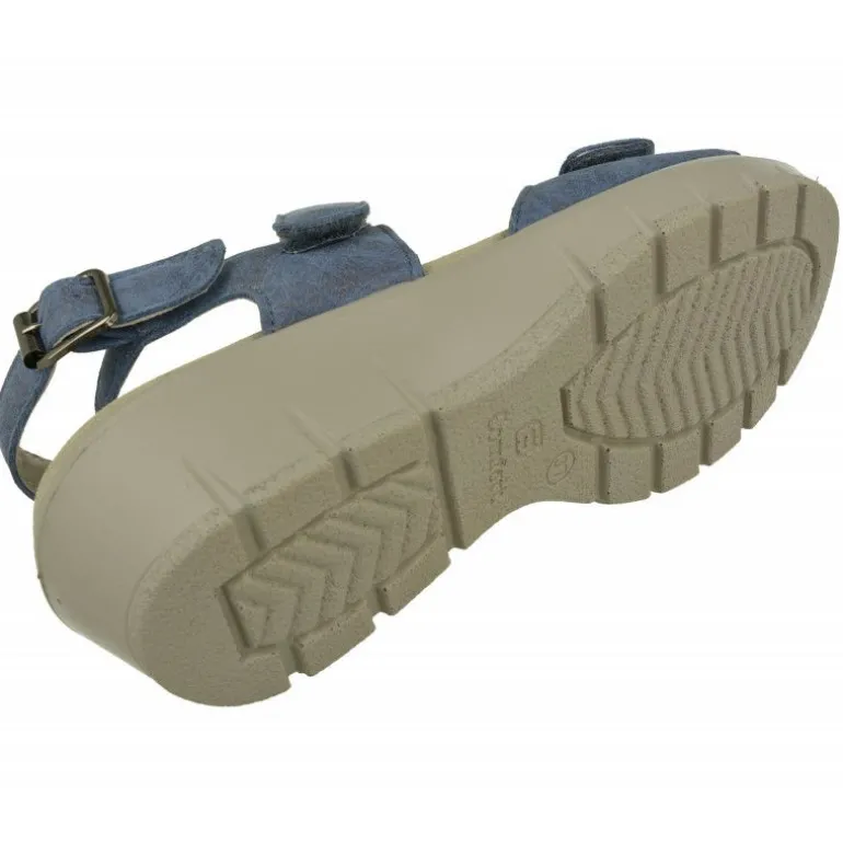 Sandalia De G Comfort En Piel Metalizada, Planta Anatomica Movible Y Doble Ajuste De Tiras De Velcro Con Piso Poliuretano