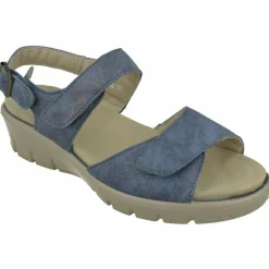 Sandalia De G Comfort En Piel Metalizada, Planta Anatomica Movible Y Doble Ajuste De Tiras De Velcro Con Piso Poliuretano