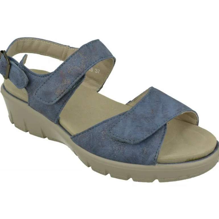 Sandalia De G Comfort En Piel Metalizada, Planta Anatomica Movible Y Doble Ajuste De Tiras De Velcro Con Piso Poliuretano