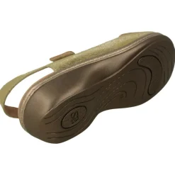 Sandalia De Piesanto Con Doble Tira De Velcro Ajustable En Piel Metalizada, Planta Anatomica Extraible Y Piso De Poliuretano