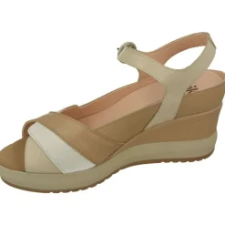 Sandalia De Rico En Piel Combinada Gamas Beige Con Tira Ajustble Al Tobillo, Planta Anatomica Extraible Y Cuna Forrada Al Tono V