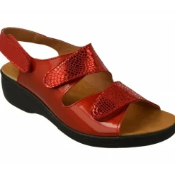 Sandalia De Triple Velcro De Comfort Class Con Piso Aligerado Combinada En Charol Y Grabado Con Planta De Descanso