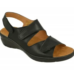 Sandalia De Triple Velcro De Comfort Class Con Piso Aligerado Combinada En Charol Y Grabado Con Planta De Descanso