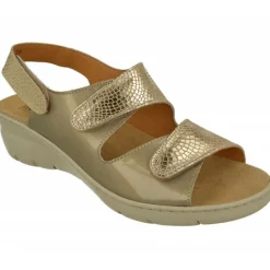 Sandalia De Triple Velcro De Comfort Class Con Piso Aligerado Combinada En Charol Y Grabado Con Planta De Descanso